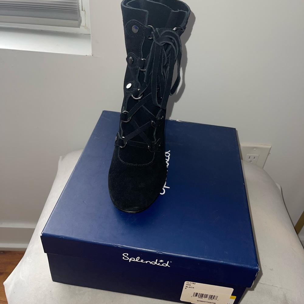 Black lace up suede booties from Splendid